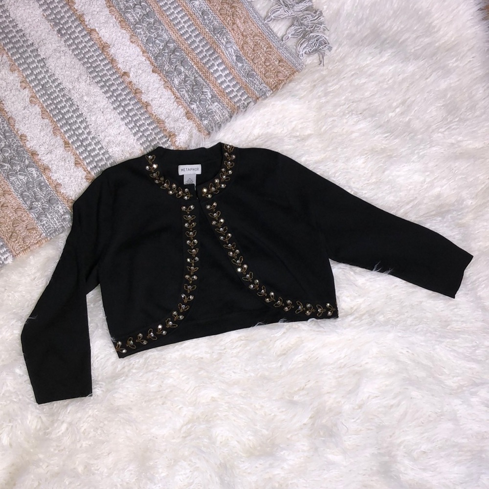 Metaphor black beaded mini cardigan - Size XL
